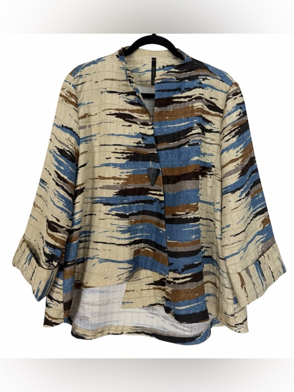 IC By Connie K Vintage Crinkle Jacket Art To Wear Asymmetrical Size XL